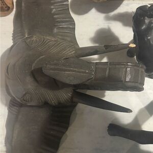 Dark brown wooden hand carved Elephant Wall Sculpture and wall shelf